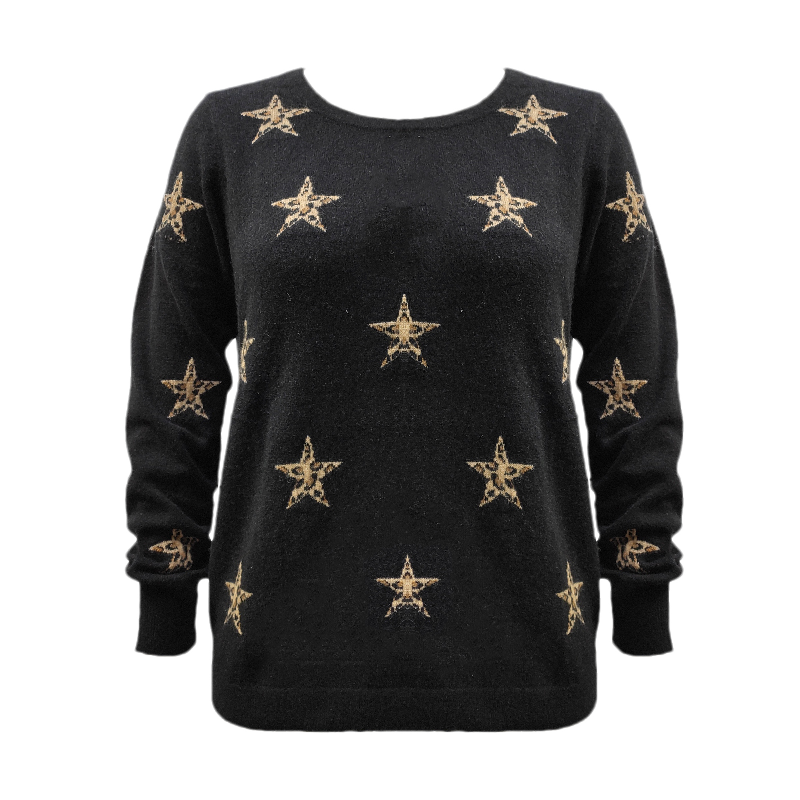 Cashmere star print round neck shirt