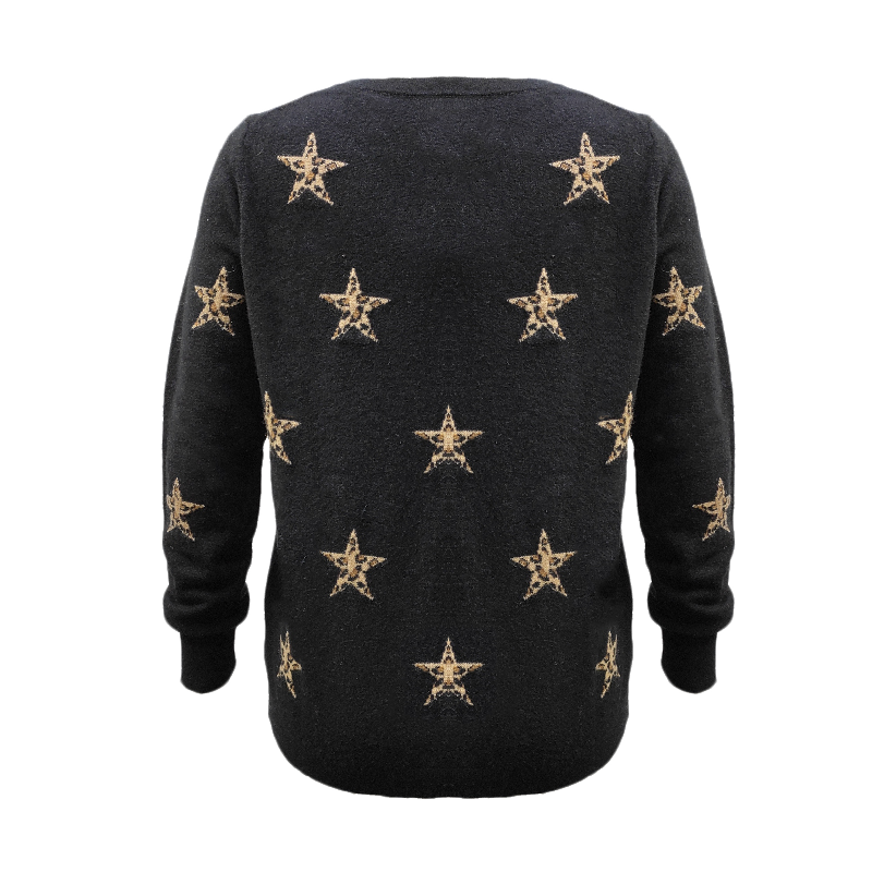 Cashmere star print round neck shirt