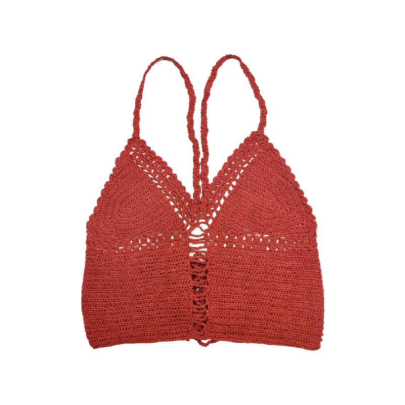 Red Halter Crochet Sexy Women's Tank Top